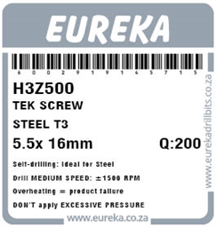 H3Z500 - Tek Screw Steel -H3Z500_label_T